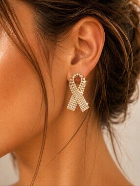 So Lovrie Gold Ribbon Crystal Drop Earrings